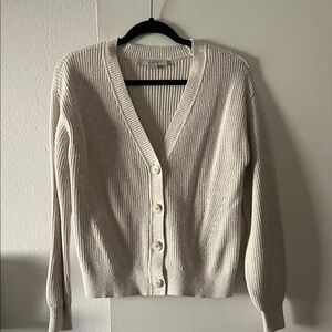 LOFT Cream Button-Up Cardigan